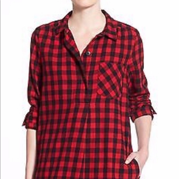 buffalo check plaid shirt dress size Large red - Picture 2 of 5